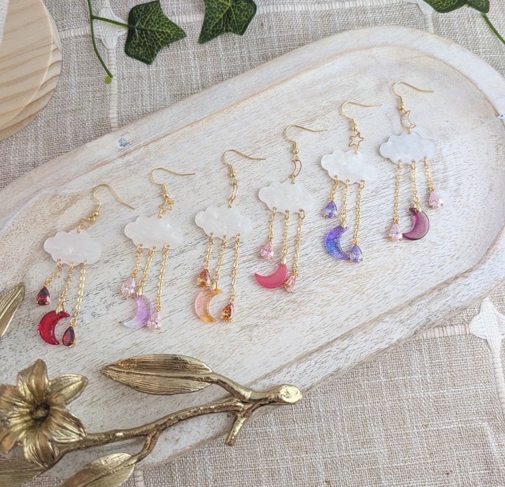 Cloud and Moon Earrings
