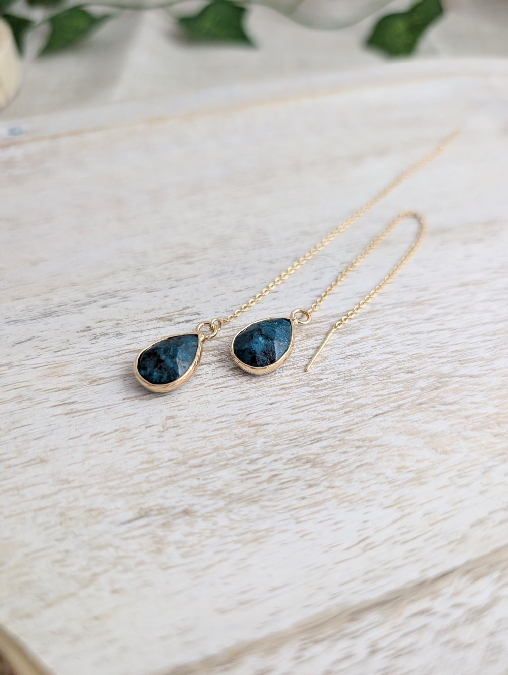 Agate natural stone threader earrings