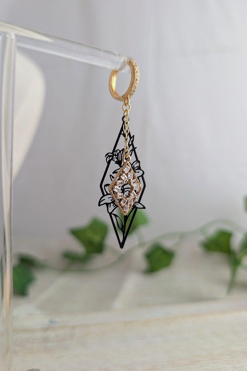 Black and Gold Lily Earrings