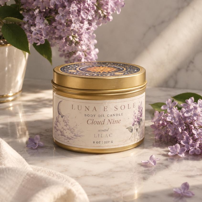 Body Oil Candle 8oz - Cloud Nine w/ Lilac