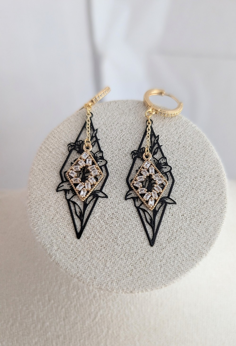 Black and Gold Lily Earrings