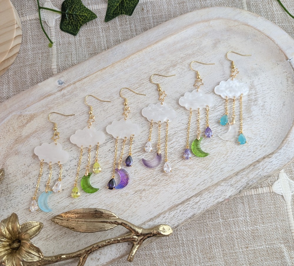 Cloud and Moon Earrings