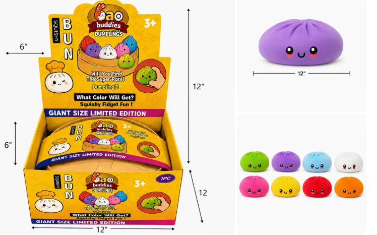 GIANT DUMPLING DOUGHY SQUISH WITH  STEAMER  - SOLID COLOR - 10