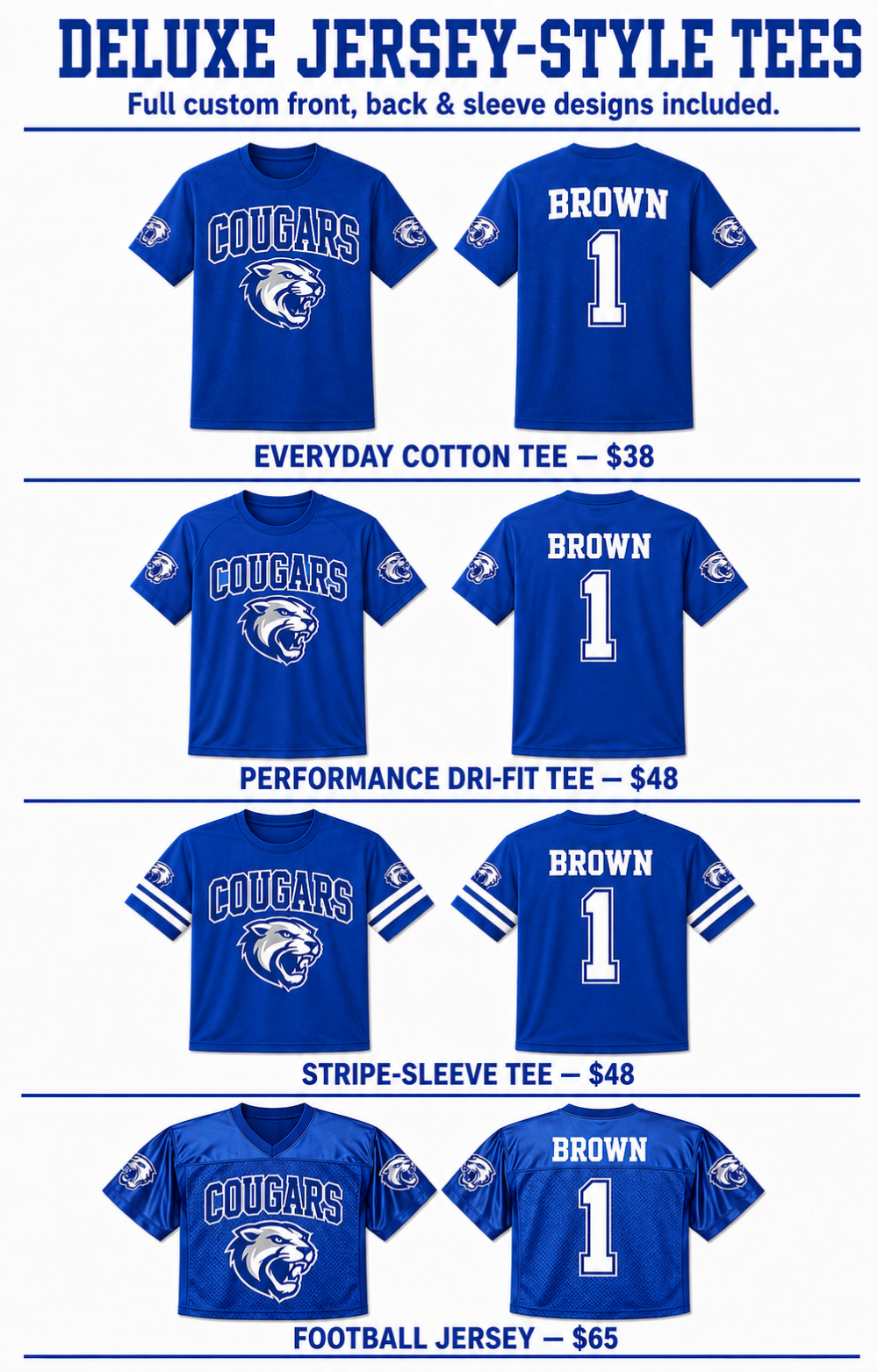 CUSTOM FRONT & BACK W/SLEEVES DELUXE 