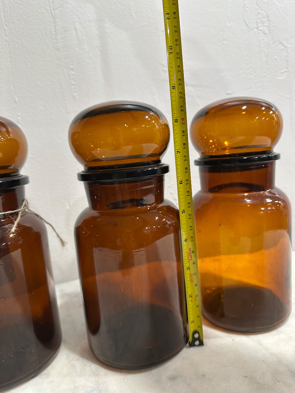 1960's Amber Apothecary Jars (3) /Belgium
