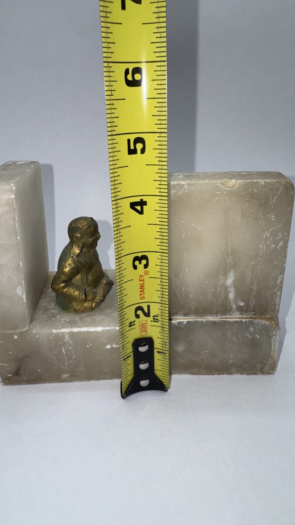 Marble with Brass Buddha Bookends
