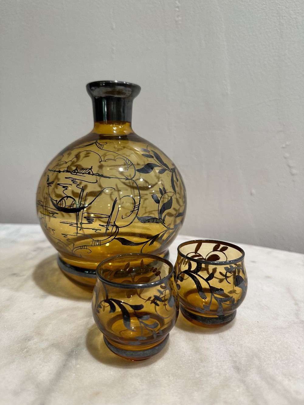 Venetian Amber Decanter Set