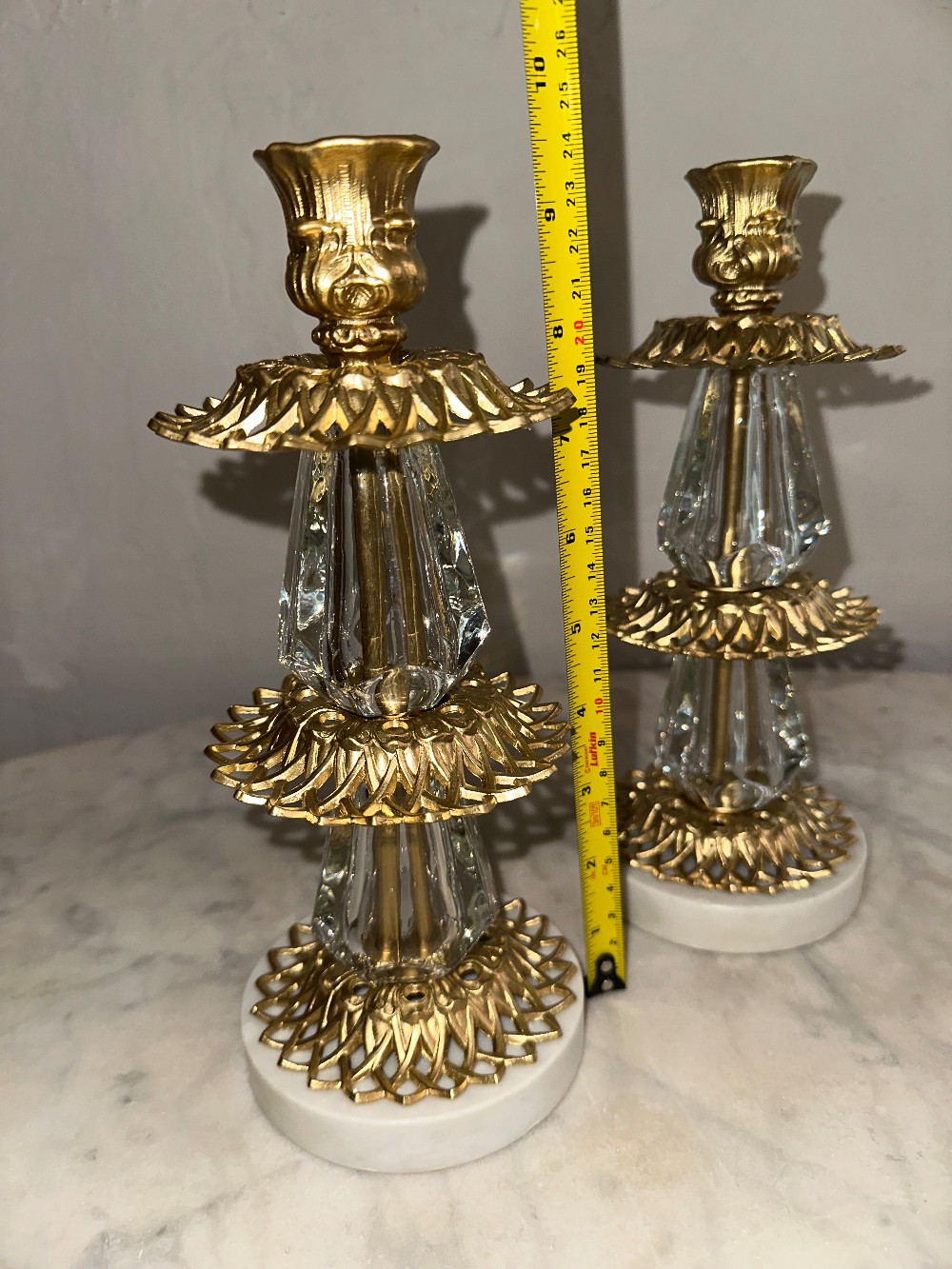 Pair (2) Vintage 1972 Hollywood Regency Candle Holders