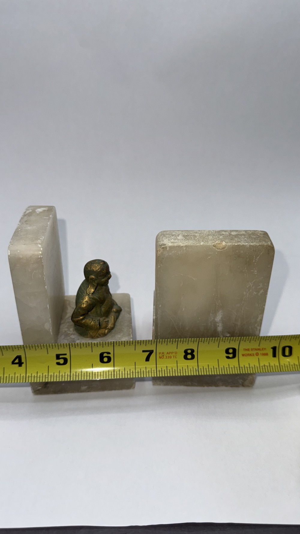 Marble with Brass Buddha Bookends