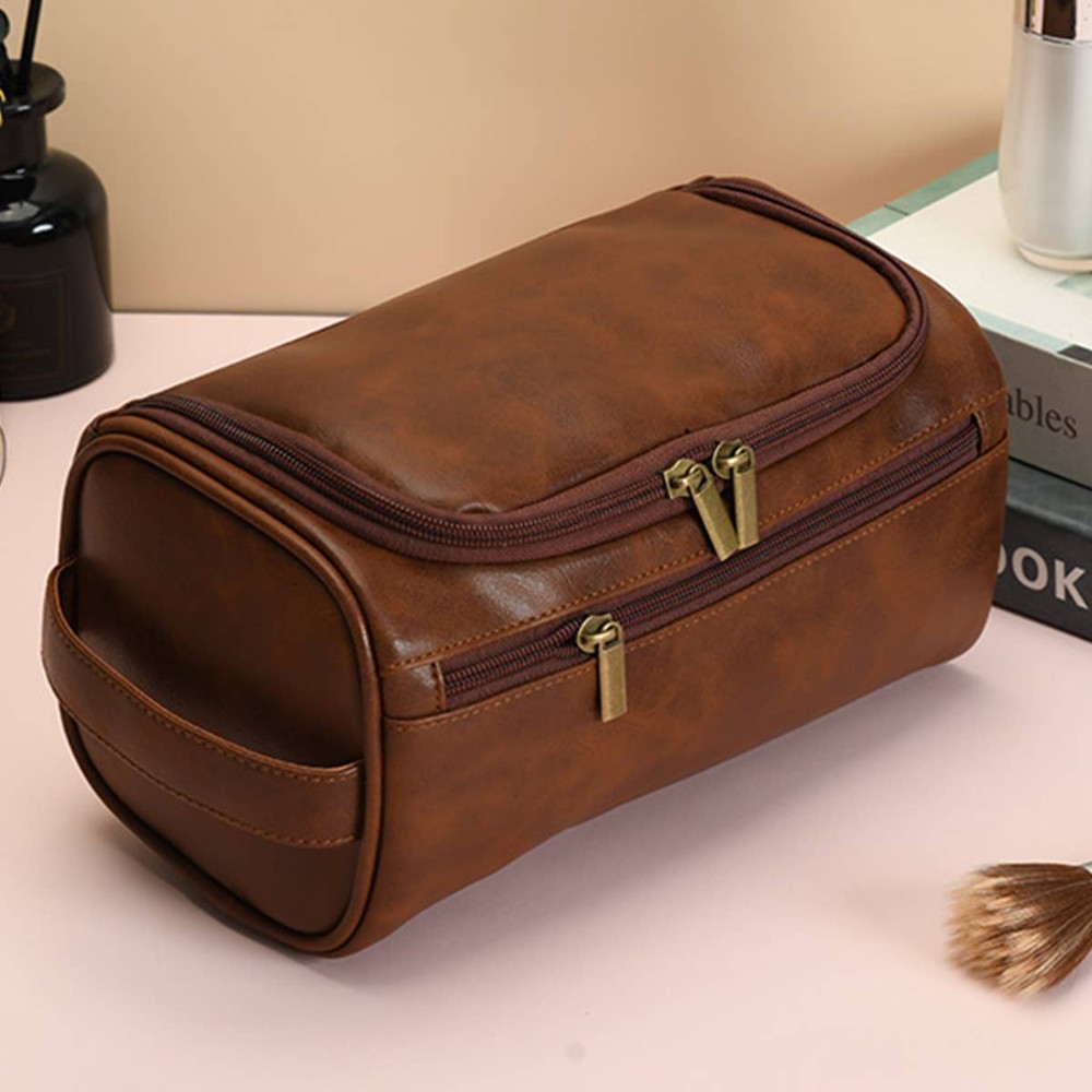 RETRO TRAVEL PU LEATHER COSMETIC BAG