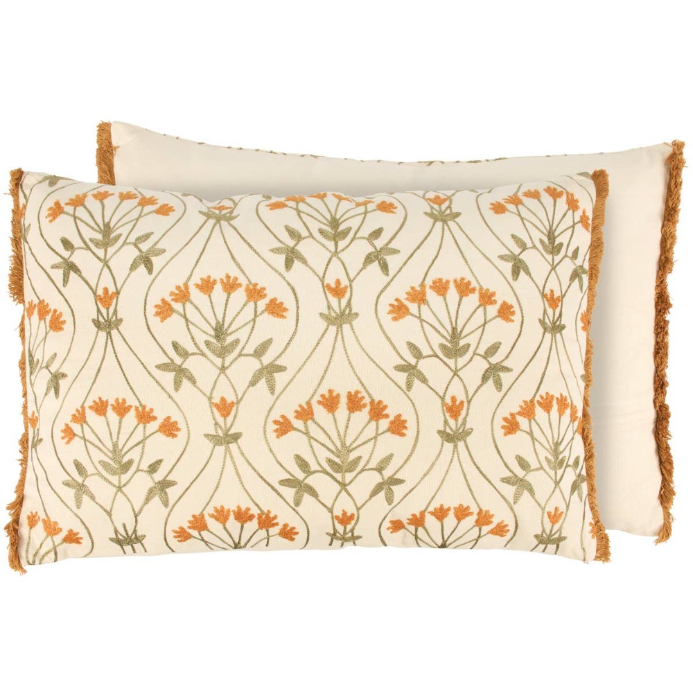 Orange Folk Floral Pillow