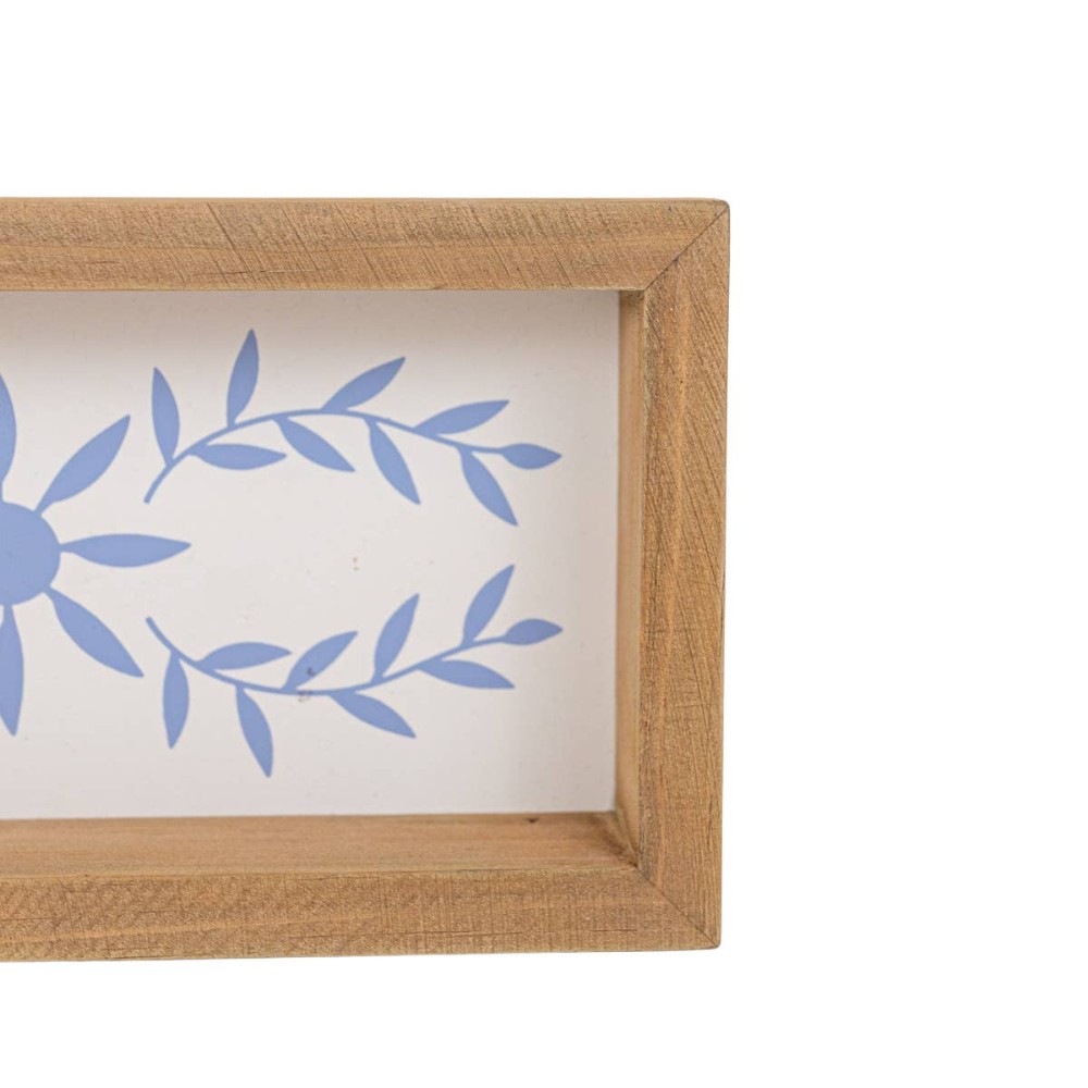Blue Floral Decorative Wood Tray