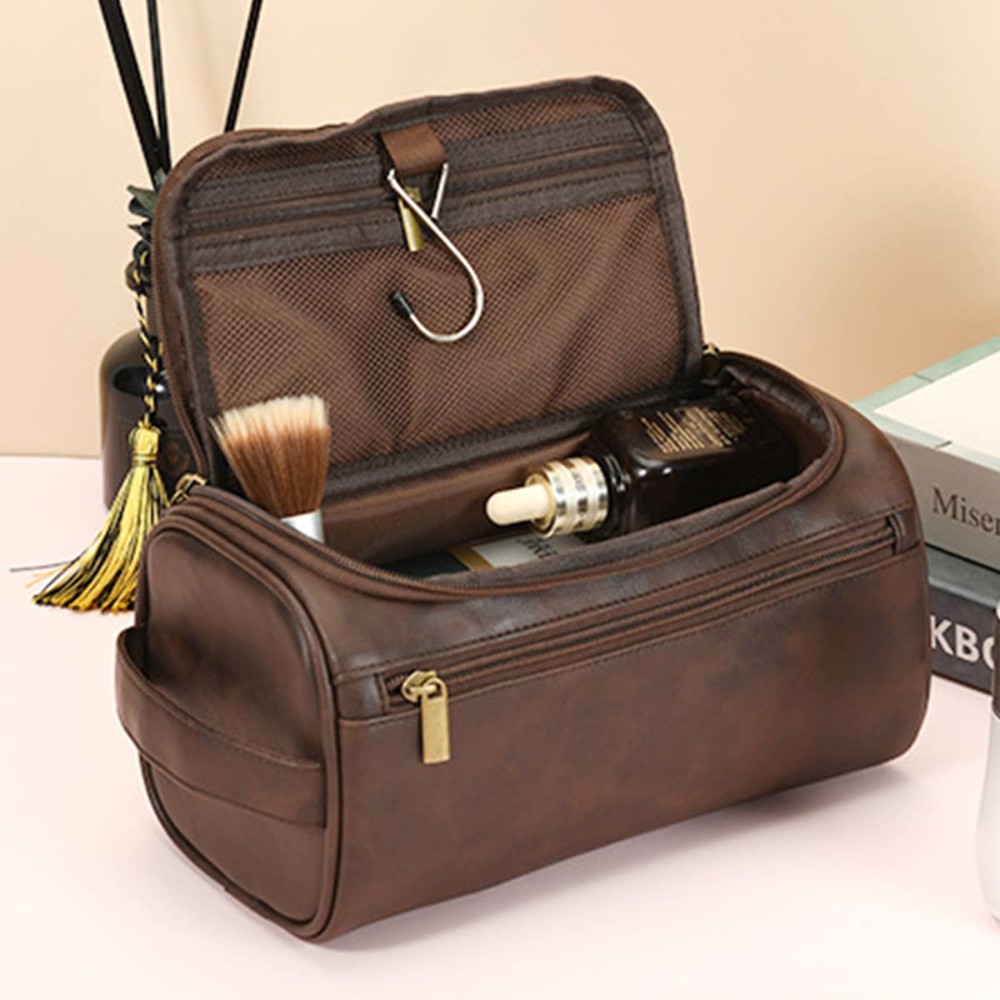 RETRO TRAVEL PU LEATHER COSMETIC BAG