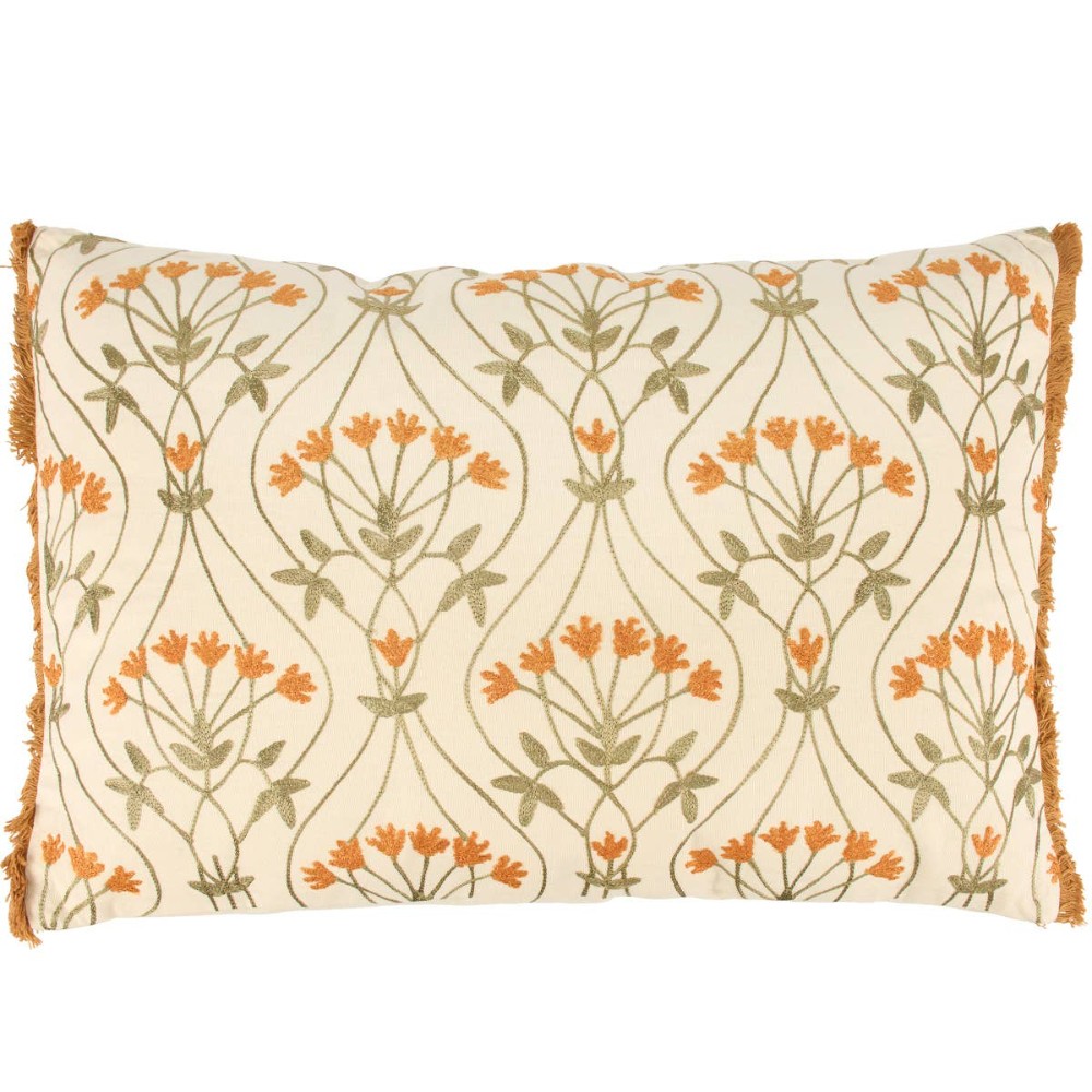 Orange Folk Floral Pillow
