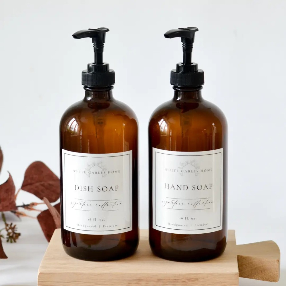 Amber Glass Soap Dispenser