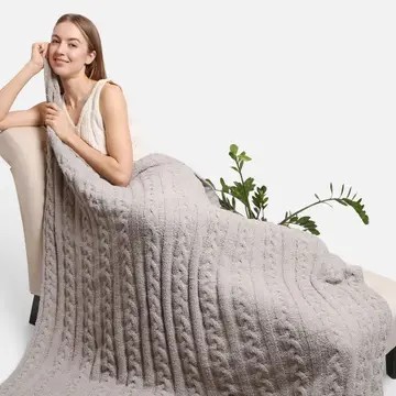 Gray Cable knit Blanket