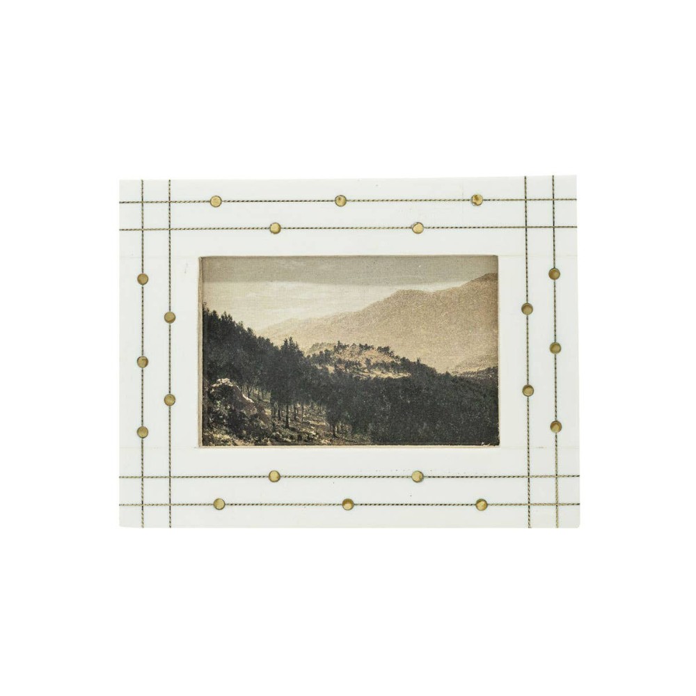 White  Frame With Brass Inlay