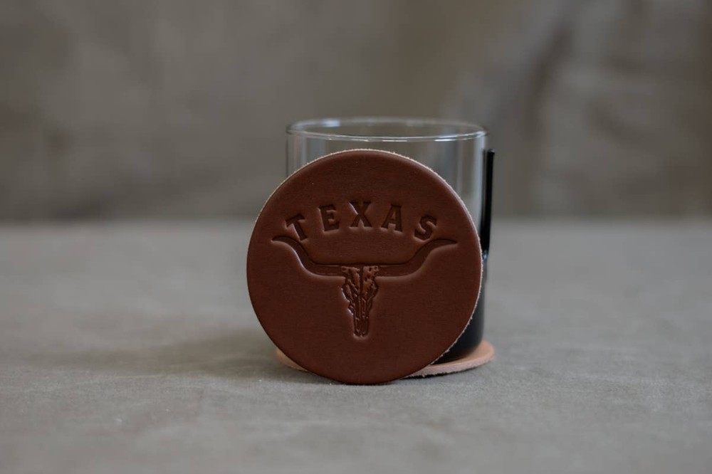 Leather Coaster Longhorn