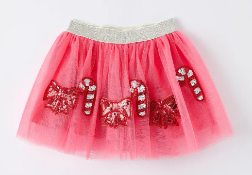 JAZ - Candy Cane & Bow Sequin Tutu Skirt