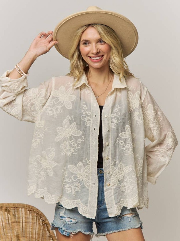 TTR Embroidered Sheer Blouse