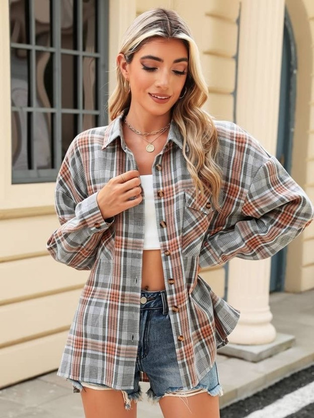 RMR - Light Grey Long Sleeve Plaid Shirt