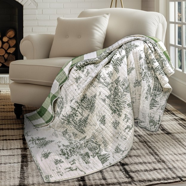 RMR - Winter Sleigh Ride Quilted Throw, Green
