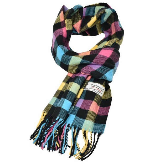 RMR - Cashmere Feel Plaid Winter Scarf, Bright Colored Plaid