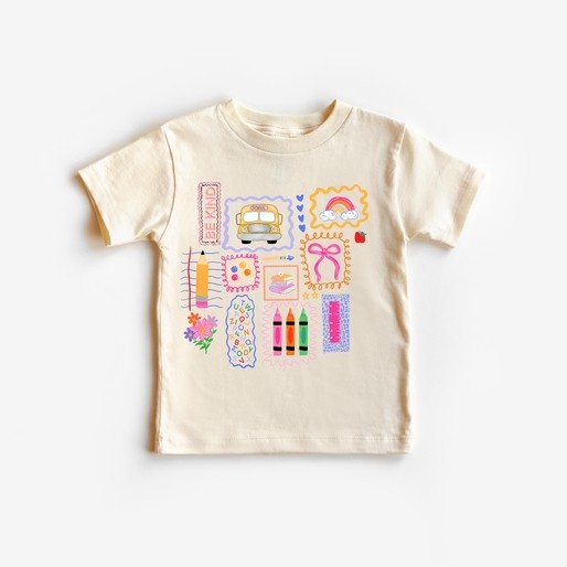 TTR Back To School Doodle Be Kind School Bus Kids Youth Shirt