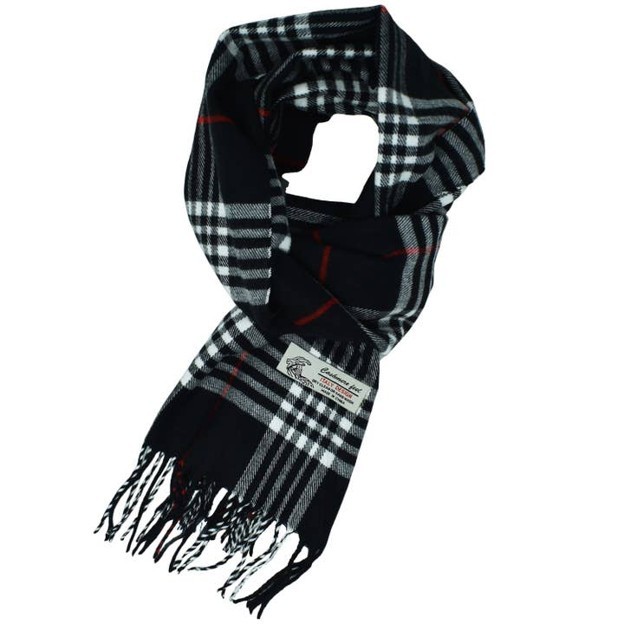 RMR - Cashmere Feel Plaid Winter Scarf, Black Plaid