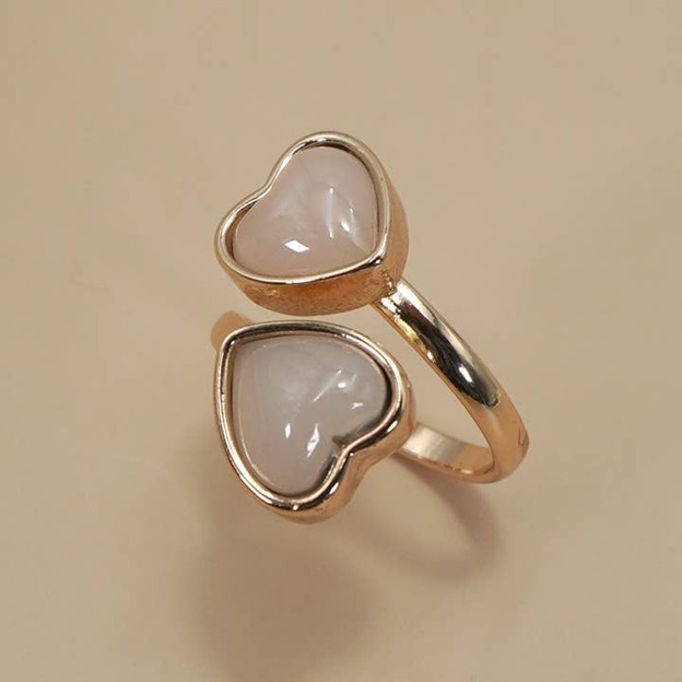 TTR Acrylic Double Heart Statement Ring