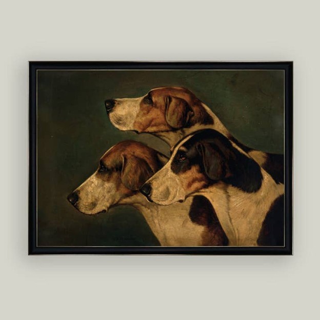RMR - Three English Foxhounds Print 16x12