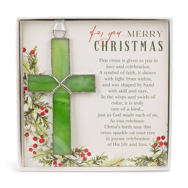 RMR - Green Christmas Stained Glass Cross