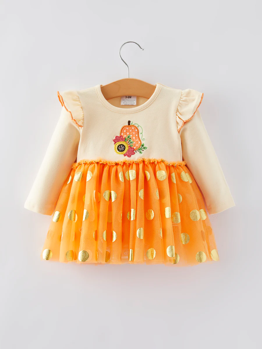 JAZ - Pumpkin Dot Tutu Romper