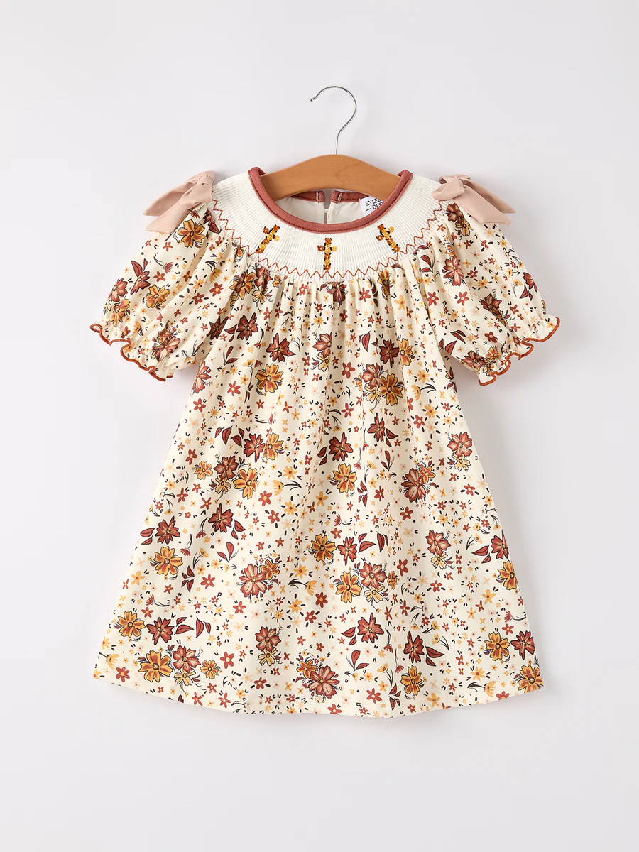 JAZ - Floral Smocked Christening Dress