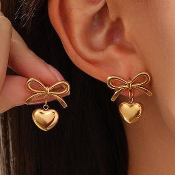 TTR 18K Stainless Steel Tarnish Free Heart Earrings