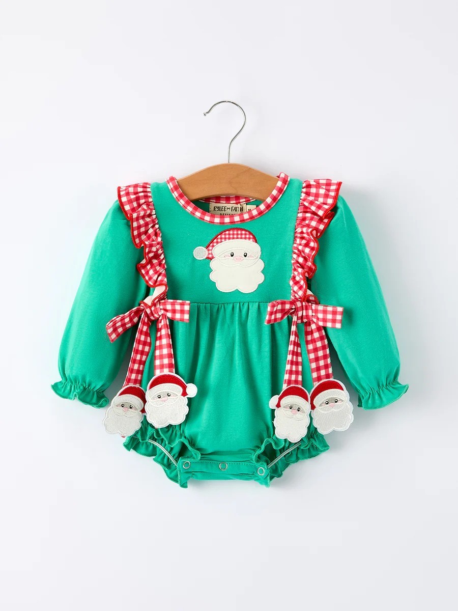 JAZ - Santa Plaid Bow Romper