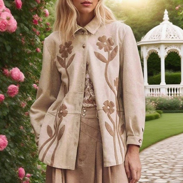 RMR - Two-tone Tan Floral Shirt