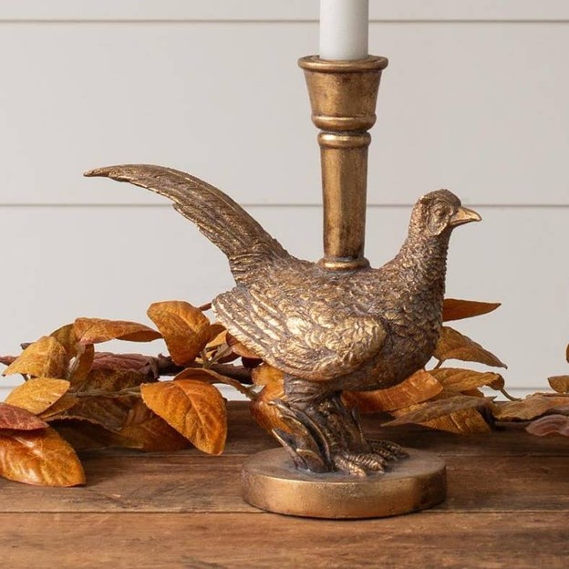 RMR - Gold Tone Pheasant Candle Holder