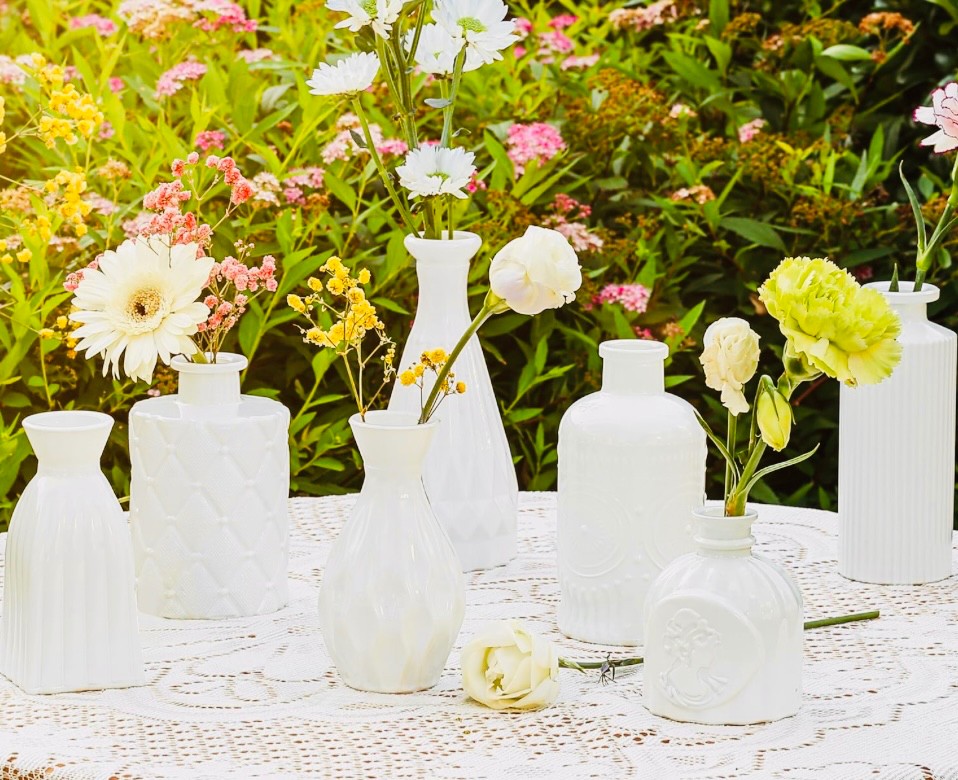 RMR Vintage Style Milk Glass Mini Bud Vase