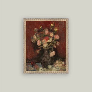 RMR - Chinese Asters and Gladioli Framed Art