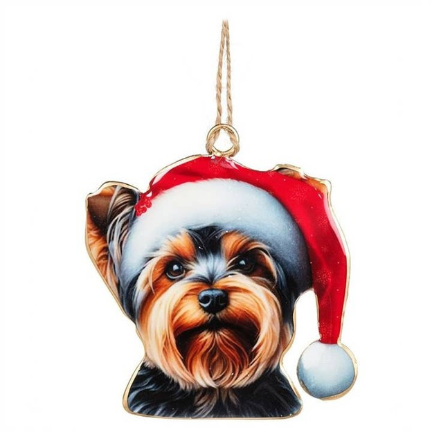 RMR - Yorkie in Santa Hat Ornament