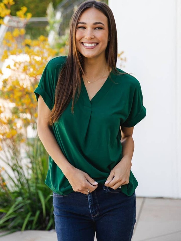 TTR LISA CUFF SLEEVE TOP - GREEN