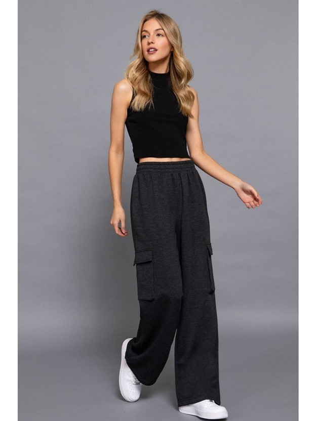 TTR Charcoal French Terry Cargo Long Pants