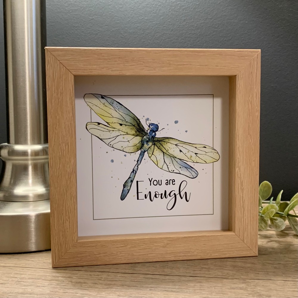 You are enough (green/blue) 5”x5” framed print