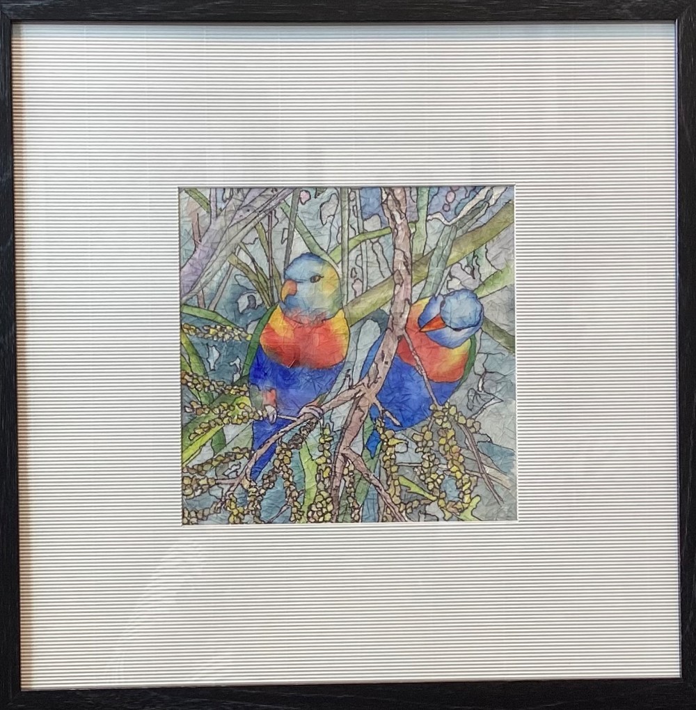 Lovebirds 20x20 framed