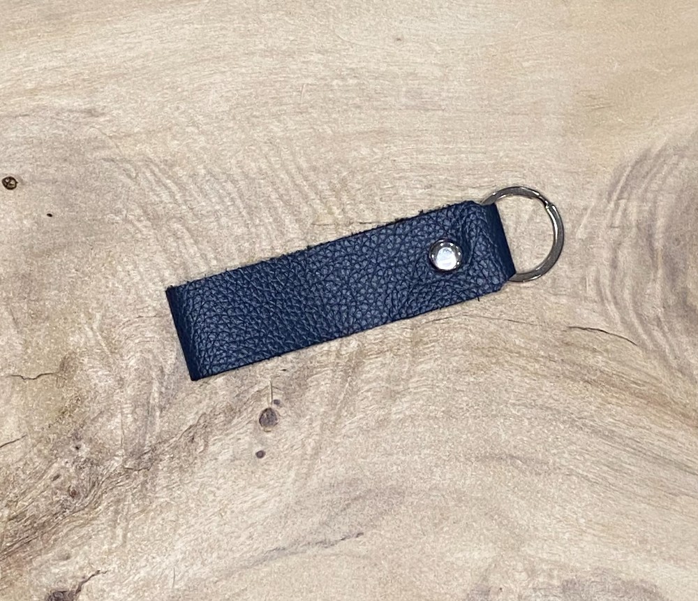 Reclaimed Leather Key Chain - Navy Blue