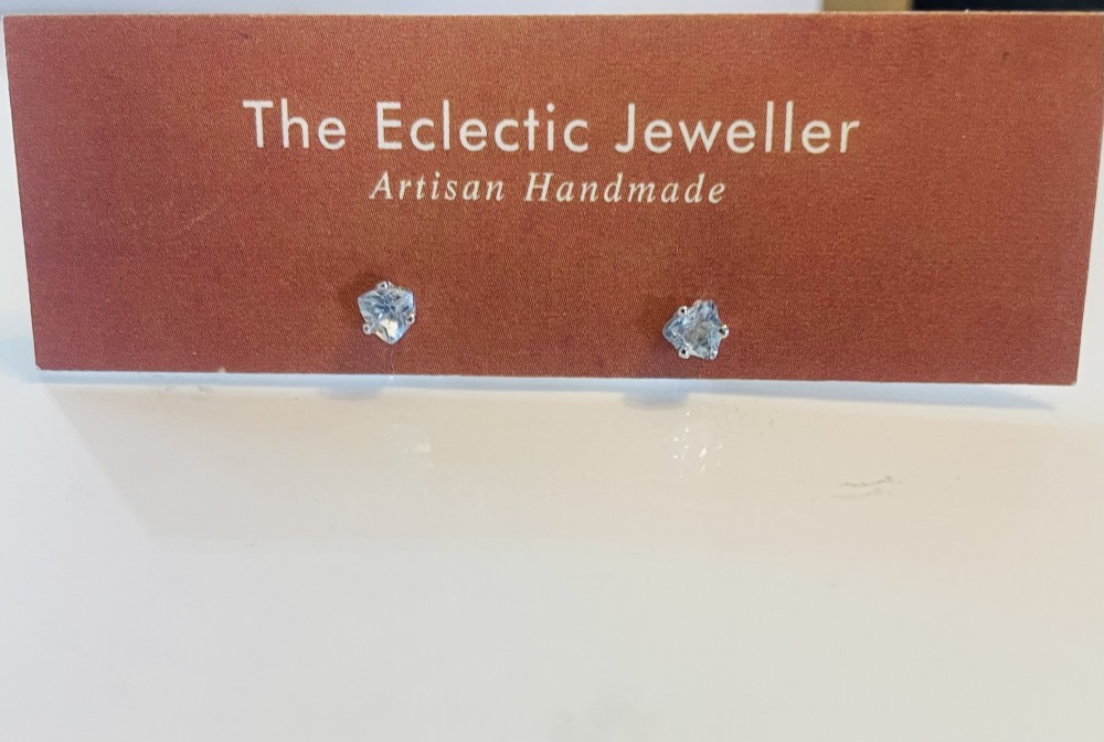 Aquamarine silver stud earrings