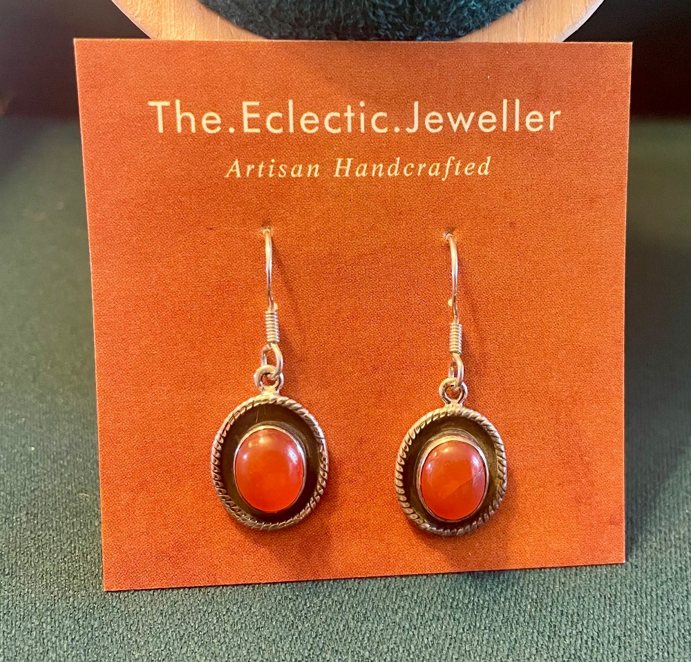 🍊 Carnelian Pendant Earrings
