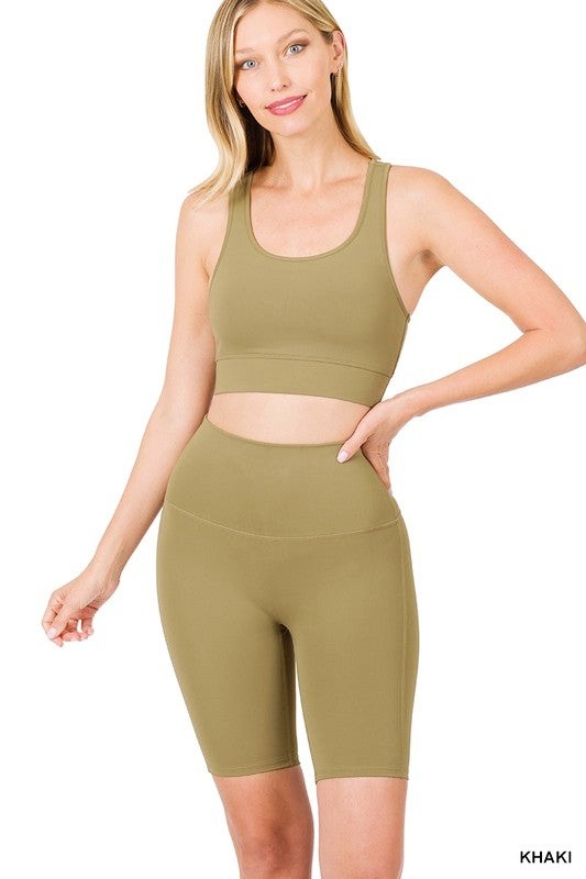 Athletic biker shorts (Khaki)