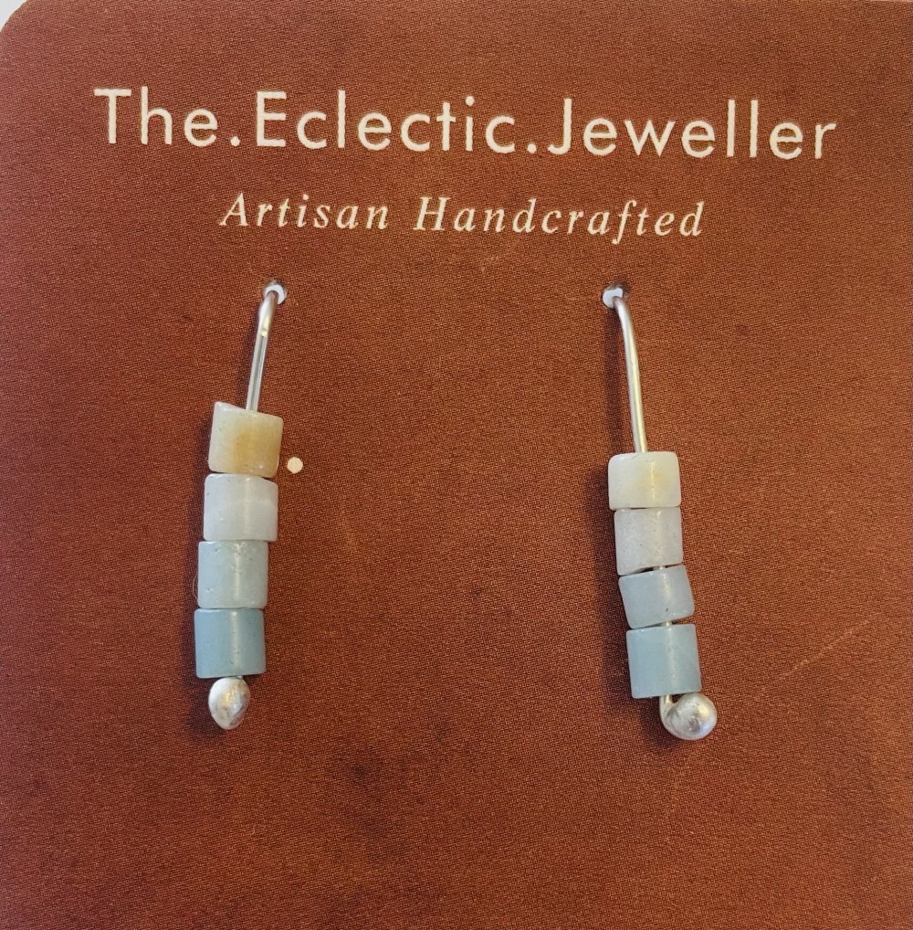 Milky aquamarine Argentium drop earrings